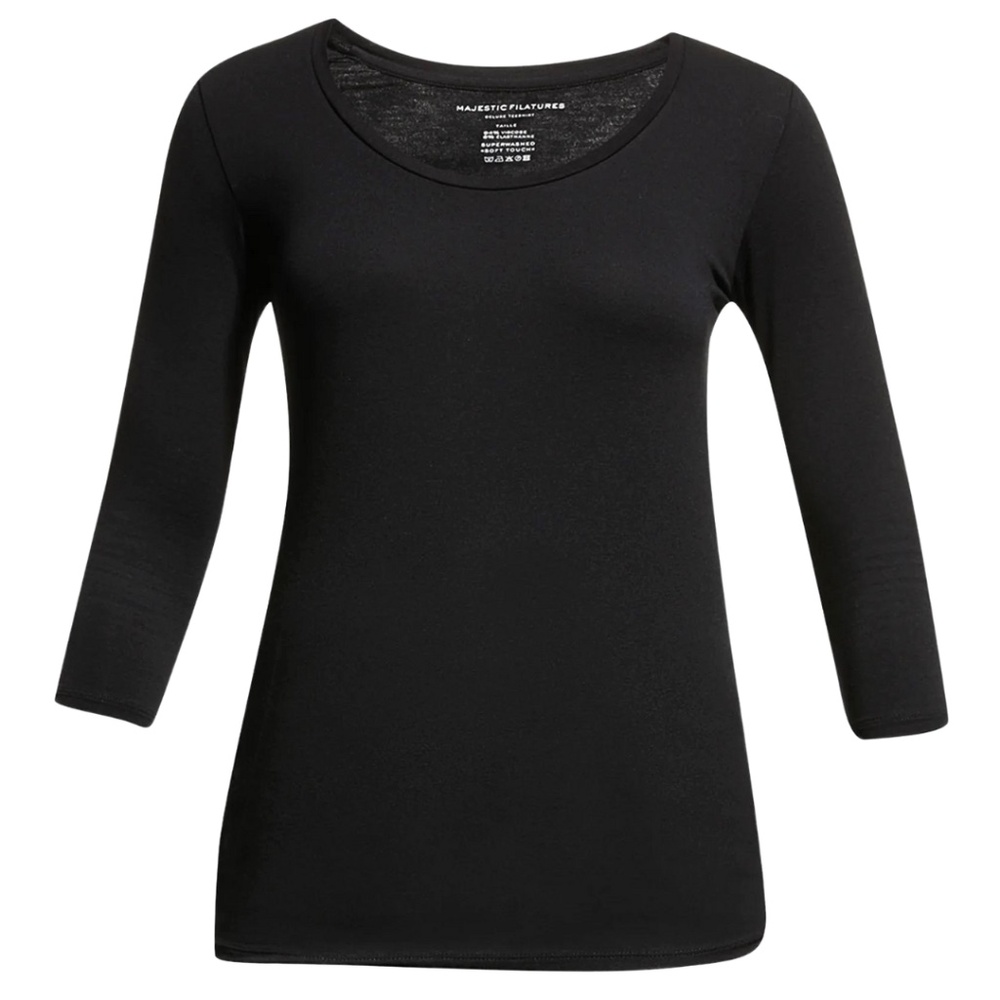 NEW- French Company Majestic Filatures Soft Touch 3/4-Sleeve Scoop Neck Shirt